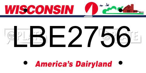 LBE2756 Wisconsin License Plate