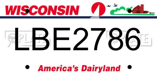 LBE2786 Wisconsin License Plate
