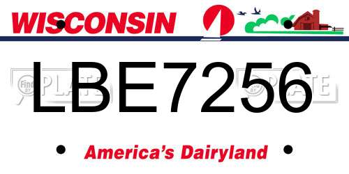 LBE7256 Wisconsin License Plate