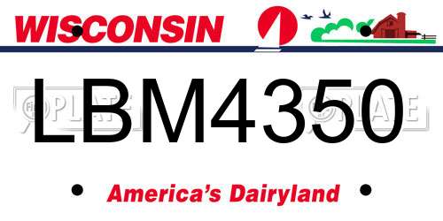 LBM4350 Wisconsin License Plate