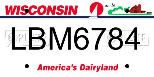 LBM6784 Wisconsin License Plate