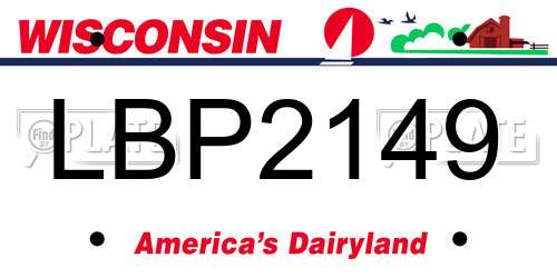 LBP2149 Wisconsin License Plate