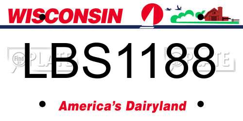 LBS1188 Wisconsin License Plate