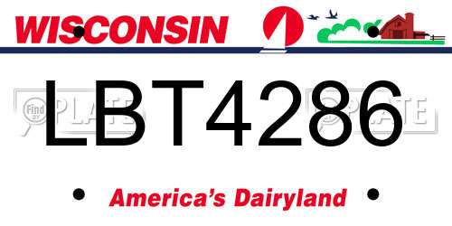 LBT4286 Wisconsin License Plate