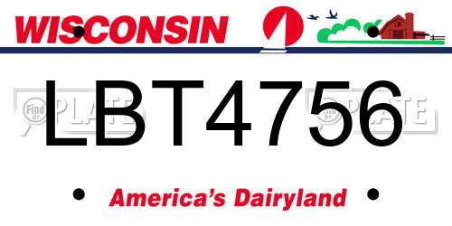 LBT4756 Wisconsin License Plate