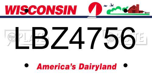 LBZ4756 Wisconsin License Plate