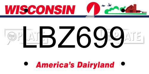 LBZ699 Wisconsin License Plate
