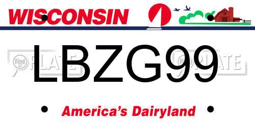 LBZG99 Wisconsin License Plate