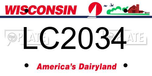 LC2034 Wisconsin License Plate