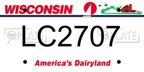 LC2707 Wisconsin License Plate