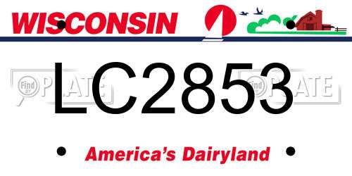 LC2853 Wisconsin License Plate