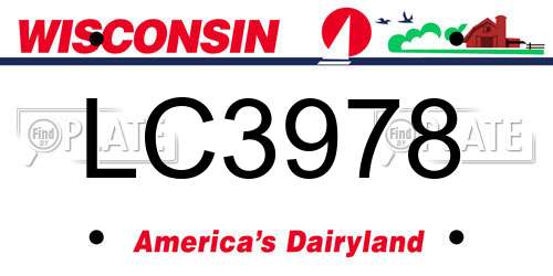 LC3978 Wisconsin License Plate