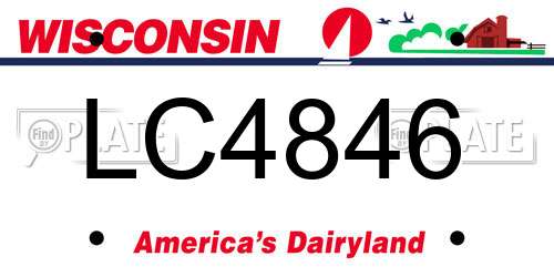 LC4846 Wisconsin License Plate