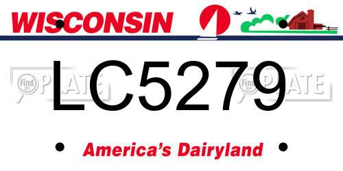 LC5279 Wisconsin License Plate