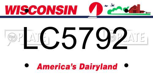 LC5792 Wisconsin License Plate