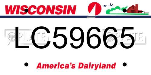LC59665 Wisconsin License Plate