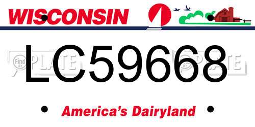 LC59668 Wisconsin License Plate