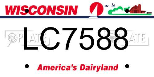 LC7588 Wisconsin License Plate
