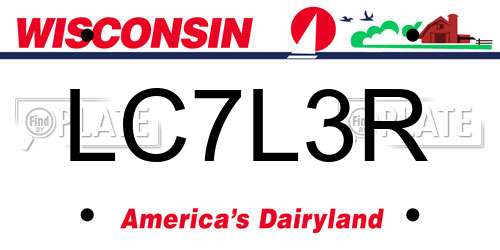 LC7L3R Wisconsin License Plate