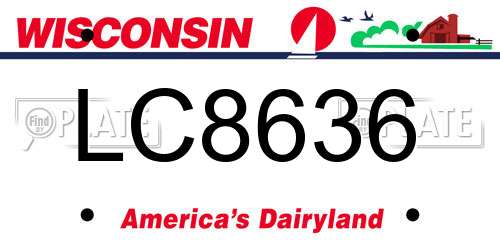 LC8636 Wisconsin License Plate