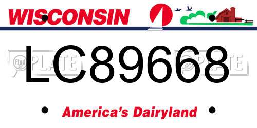 LC89668 Wisconsin License Plate