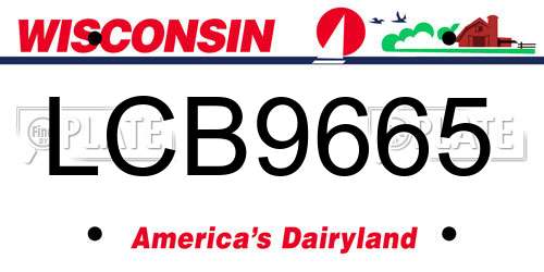 LCB9665 Wisconsin License Plate