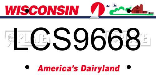 LCS9668 Wisconsin License Plate