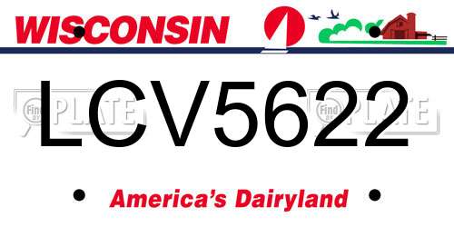 LCV5622 Wisconsin License Plate