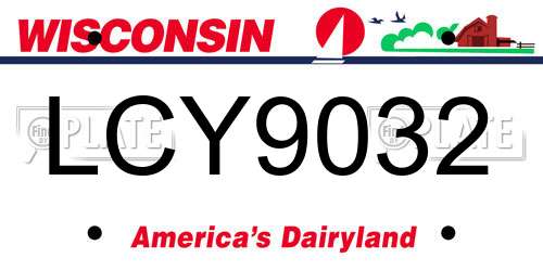 LCY9032 Wisconsin License Plate
