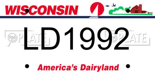 LD1992 Wisconsin License Plate