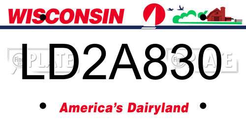 LD2A830 Wisconsin License Plate