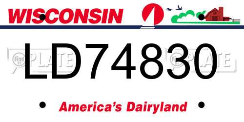 LD74830 Wisconsin License Plate