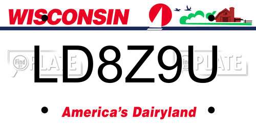 LD8Z9U Wisconsin License Plate