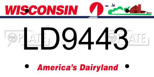 LD9443 Wisconsin License Plate