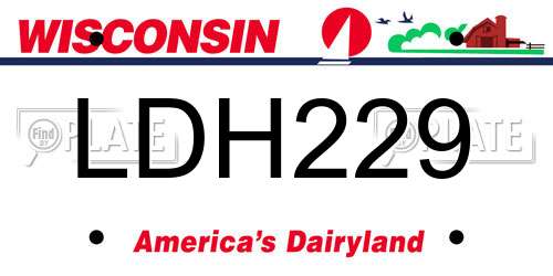 LDH229 Wisconsin License Plate