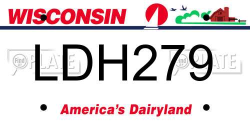LDH279 Wisconsin License Plate