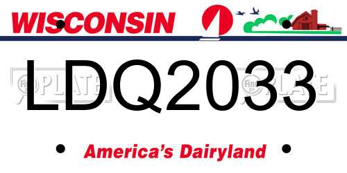 LDQ2033 Wisconsin License Plate