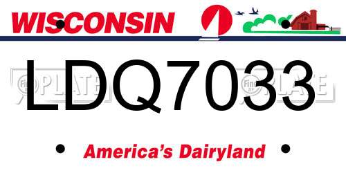 LDQ7033 Wisconsin License Plate