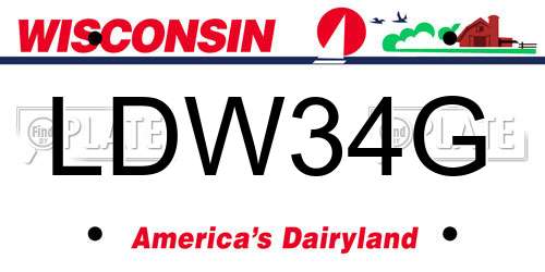 LDW34G Wisconsin License Plate
