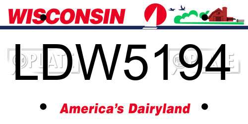 LDW5194 Wisconsin License Plate
