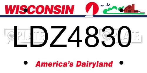 LDZ4830 Wisconsin License Plate