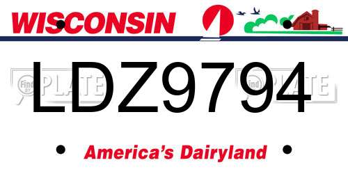LDZ9794 Wisconsin License Plate