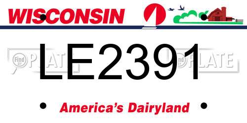LE2391 Wisconsin License Plate