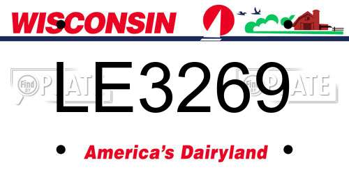 LE3269 Wisconsin License Plate