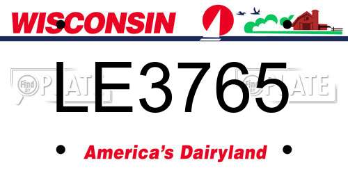 LE3765 Wisconsin License Plate