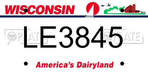LE3845 Wisconsin License Plate