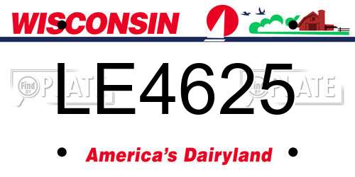 LE4625 Wisconsin License Plate