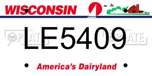 LE5409 Wisconsin License Plate