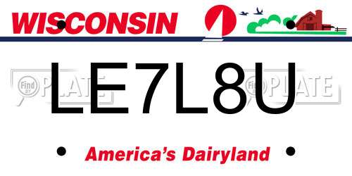 LE7L8U Wisconsin License Plate
