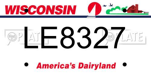 LE8327 Wisconsin License Plate